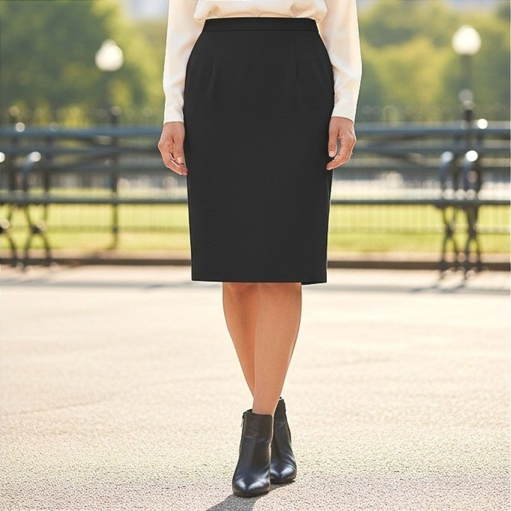 Vintage Pendleton Virgin Wool Pencil Skirt Women 4 Black Career Midi USA